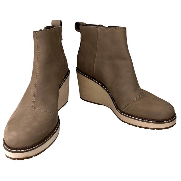 TOMS Womens Raven Water Resistant Wedge Booties Taupe 7 - Picture 12 of 14